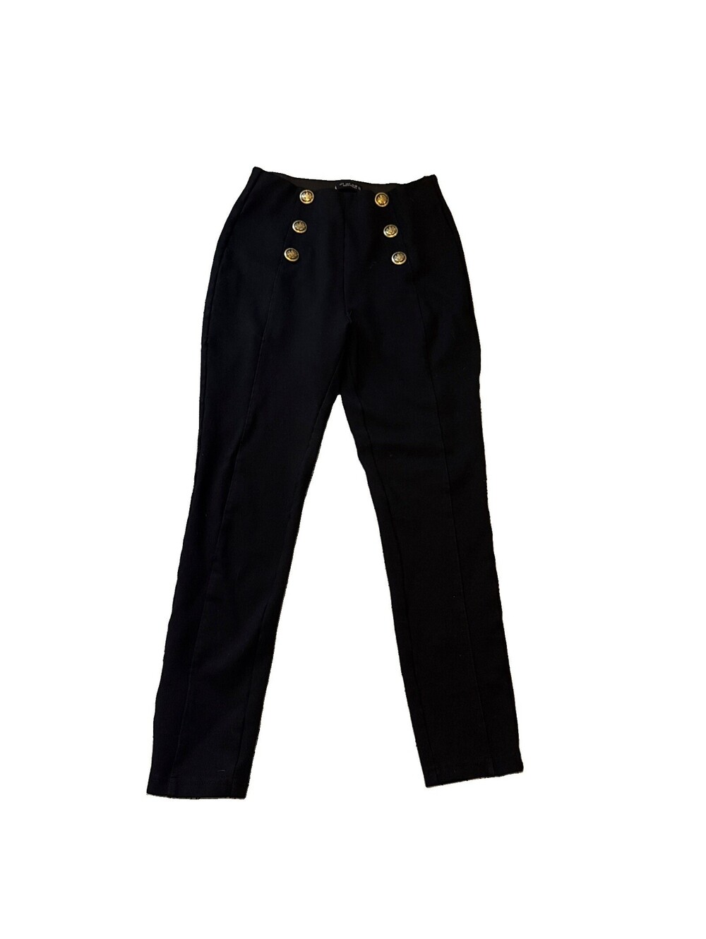ZARA Black Ankle Pants Slim Tapered Button Accent Viscose Women's Casual Small